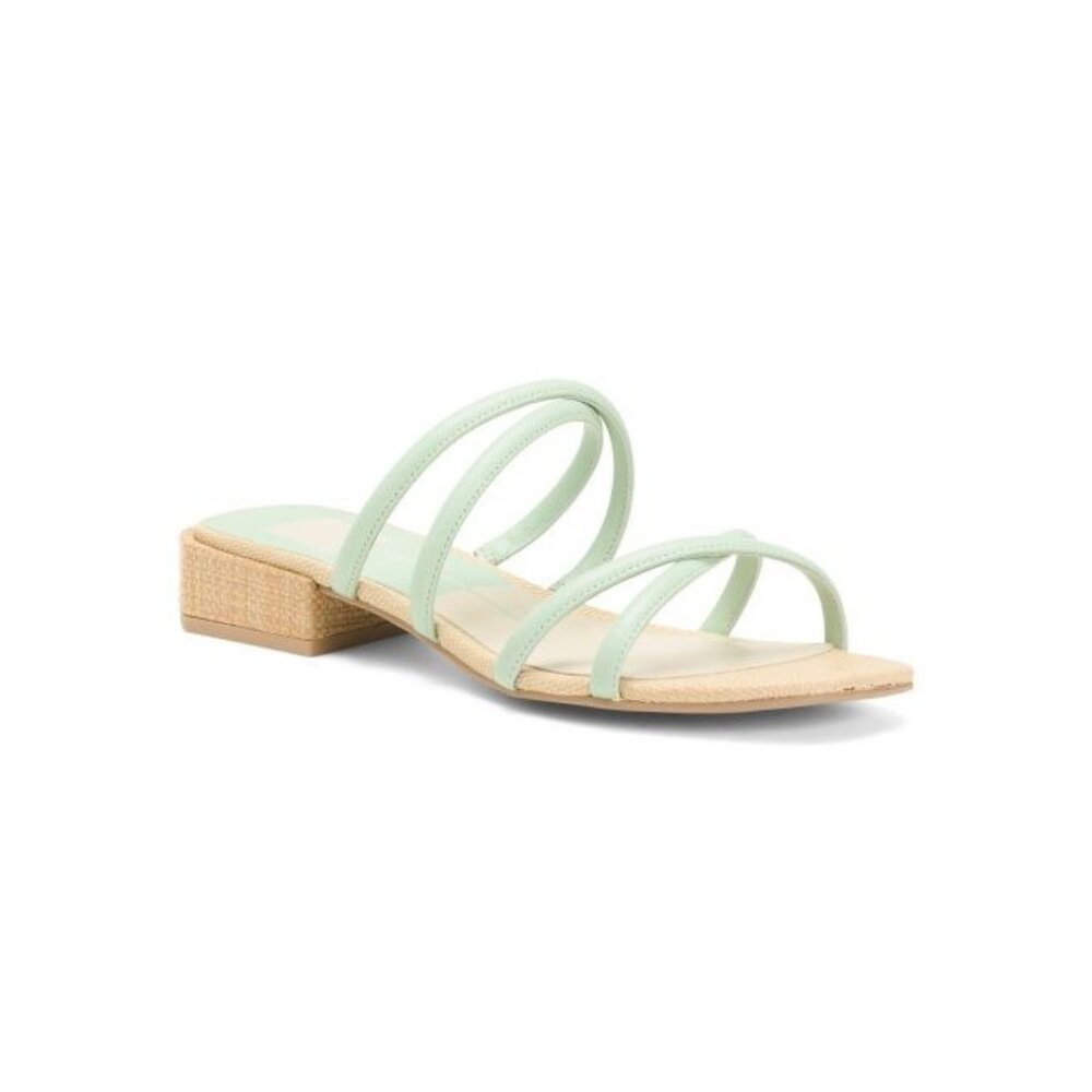 DOLCE VITA Hapi Leather Low Heel Sandals Green 7M New